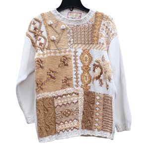 Crystal-Kobe Vintage Heavy Chunky Knit Pullover Crewneck Winter Sweater EUC S